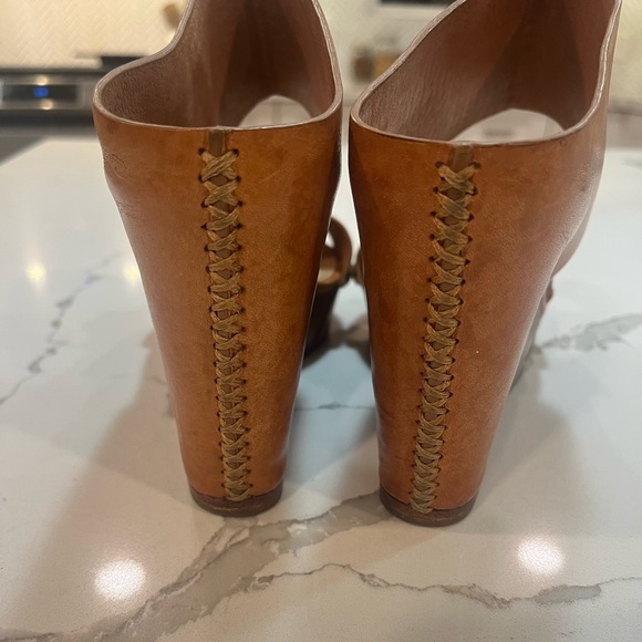 Trask Brown Leather Riki Wedge Sandal Anthropologie  - Size 8 - Picture 6 of 11